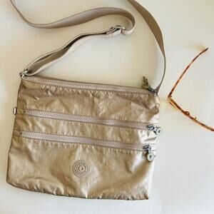 Kipling Metallic Medium Utility Multi-Pocket Travel Crossbody Bag